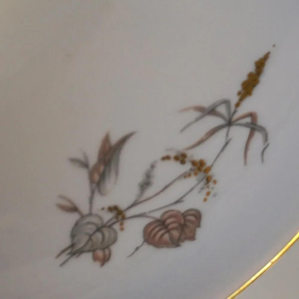KPM Krister Germany Porcelain Serving Bowl Pattern 0683 Wheat Leaves Harvest